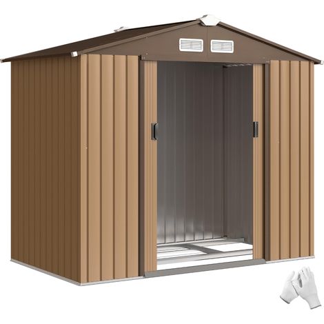 Cabane de rangement avec porte coulissanteen 2,13 x 1,30 x 1,85cm Métal Gelb