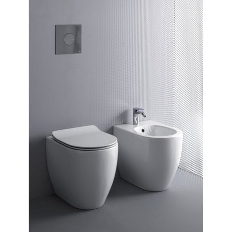 Sanitari filo parete vaso rimless, bidet monoforo coprivaso soft close bianco Axa Glomp