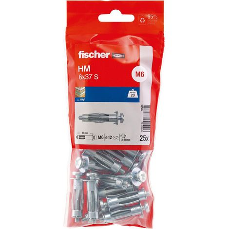 Sachet de 25 chevilles FISCHER pour corps creux HM-S avec vis métrique Ø / Longueur au choixtailleØ 6 - 37 mm