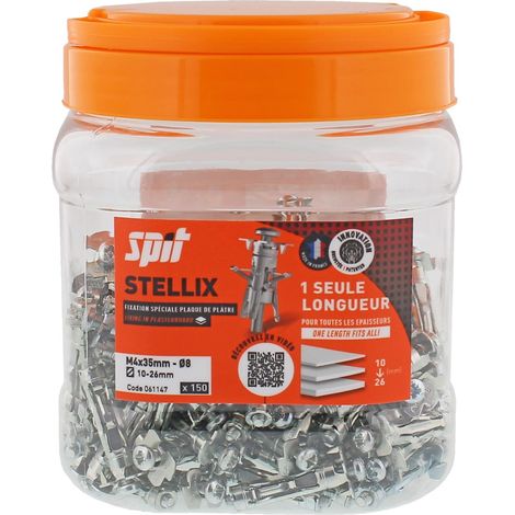 Cheville métallique à vis Stellix - 4 x 35 / 15 M4 + Vis Seau de 150 - SPIT - 060143