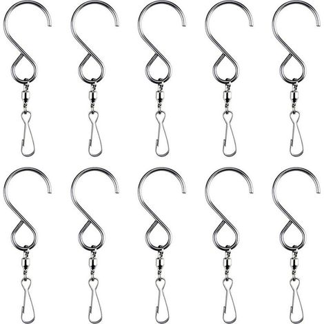 Sollbry 10er-Set drehbare Hakenclips, windfest, Größe S, zum Aufhängen von Windspielen, Blumenampeln, Vogelkäfigen und Partyzubehör (1/5)