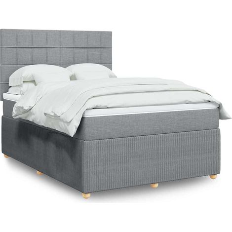 Boxspringbett mit Matratze Hellgrau 160x200 cm Stoff