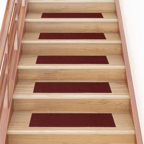 Felpudos autoadhesivos para escaleras, 30 unidades, 76 x 20 cm, rectangulares, color burdeos vidaXL