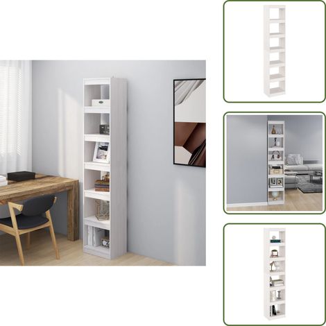 Bibliothèque/Séparateur de pièce Blanc 40x30x199 cm Pin massif - Bibliothèque Blanche - Bibliothèque Moderne - Étagère Murale - Meuble Rangement - Séparateur De Pièce (1/5)