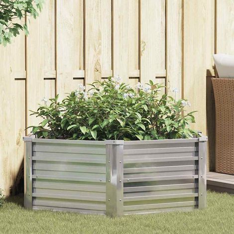 vidaXL Arriate de acero galvanizado plateado 129x45 cm (1/5)