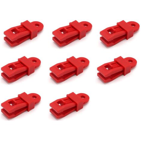 8 pièces Pinces de fixation robustes pour bâches, pour auvents, camping, caravanes et housses de voiture,Rouge (1/5)