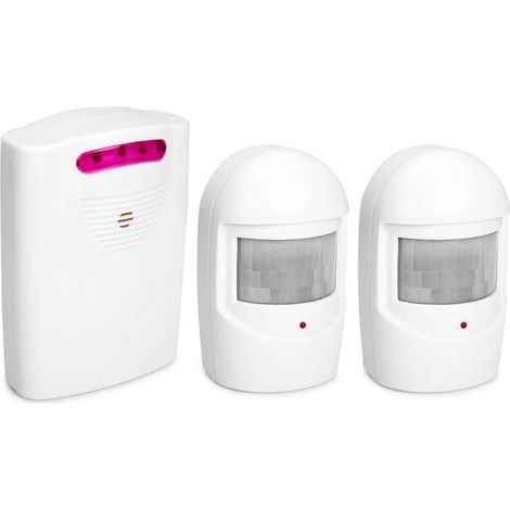 1 Système d'alarme sans fil, 2 émetteurs PIR, 1 récepteur, portée 118m, étanche IP44, pour extérieur (1/5)