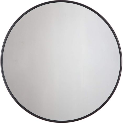 Miroir rond en verre HD 40x40cm, fixé au mur, avec cadre métallique carré, idéal pour coiffeuse, salle de bain, salon ou chambre (noir)… (1/5)
