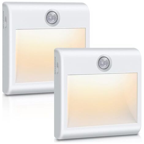 ALLIANDISVeilleuse LED [Lot de 2], Lampe Detecteur de Mouvement Interieur, Alimenté via Batterie Lampe de Placard Magnétique Adhésive Blanc Chaud pour Couloir, Escalier, Cuisine, Penderie, Armoire (1/4)