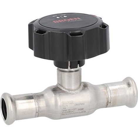 Robinet à boisseau sphérique à sertir en acier inoxydable avec poignée ronde DN10 (3/8") raccord à sertir 15x15, contour M (1/2)