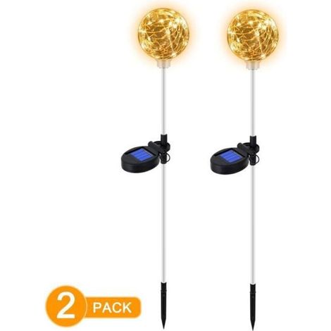 Lampes Solaires de Jardin-2pcs-IP65 Étanche-Extérieur Lampe Torche de Jardin Pour Chemins Pelouse (1/4)
