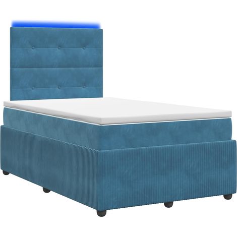 Maison Exclusive - Lit boxspring LED avec matelas Bleu 120 x 190 cm Velours (1/5)