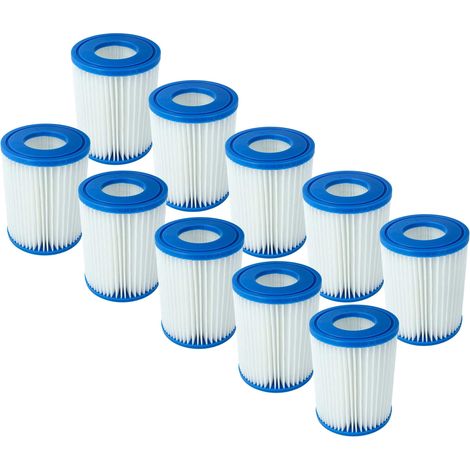 vhbw 10x Filterkartusche kompatibel mit Bestway 58386, 58383 Swimmingpool, Filterpumpe - Wasserfilter Blau Weiß