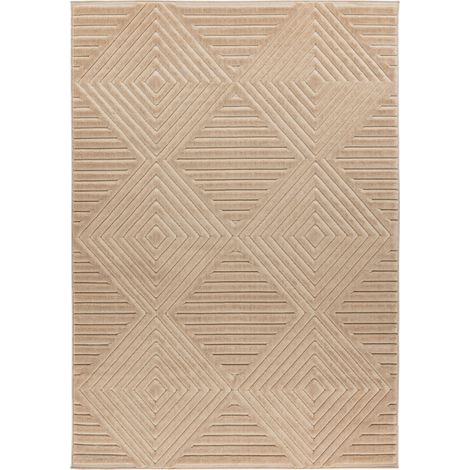 Tapis beige à motifs géométriques poil court robuste - 150 x 80 cm (1/5)