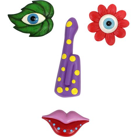 Décoration Murale en Résine - Décor Arbre Humoristique Multi-Couleurs - 337.00g/11.89oz - Eyes/Nose/Mouth Set 2+1+1 (1/5)