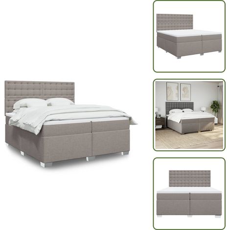 Boxspringbett mit Matratze Taupe 200x200 cm Stoff - Boxspringbett - Doppelbett - Bettsofa - Schlafsystem - Liegefläche 200x200 Cm