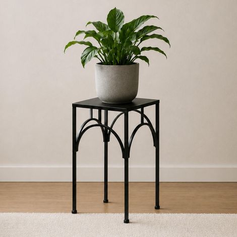 DanDiBo Blumenhocker Metall Schwarz Eckig 38 cm Blumenständer Blumensäule 96449 L Pflanzenhocker Modern Pflanzenständer