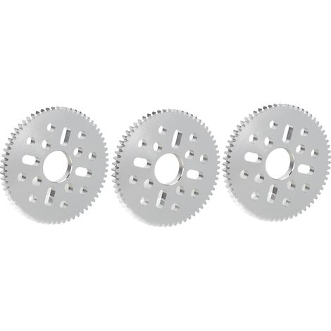 3 Engrenages droits à denture droite, 4 trous oblongs, 12 trous ronds, module 0.8, alésage 14mm, épaisseur 4mm, référence 4312‑0414‑0066 (1/5)