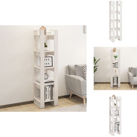 Bibliothèque/Séparateur de pièce Blanc 41x35x160 cm Pin massif - Bibliothèque - Meuble De Rangement - Étagère - Séparateur De Pièce - Bibliothèque Blanche (1/5)