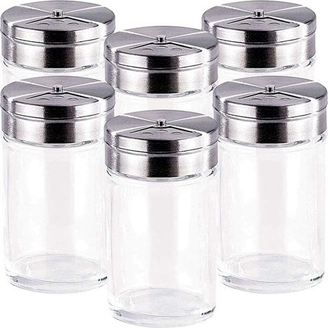 Ensemble de 6 bocaux à épices en verre transparent avec couvercle à vis et fermeture hermétique - Sans BPA - Idéal pour le thé, les herbes et le sel - Parfait pour la cuisine maison (1/5)