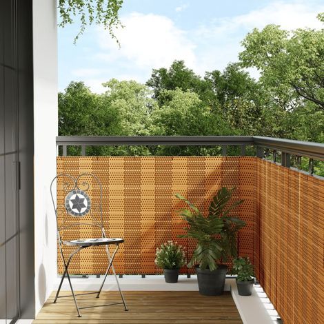 Paravent de balcon, marron clair, 500 x 80 cm, en polyrotin (1/5)
