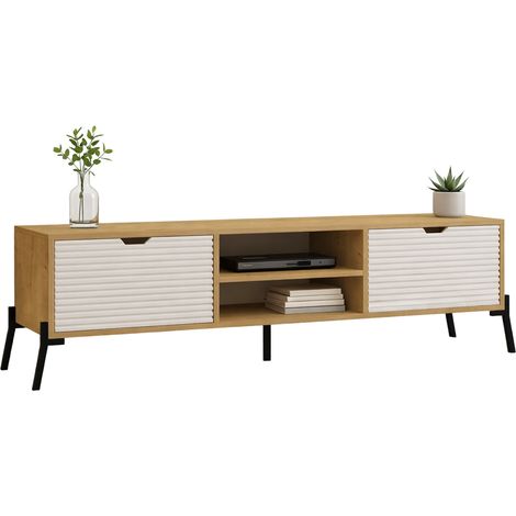 Mueble para TV Cinaglio, 1 Estante, 4 Compartimentos, 2 Puertas, 160x40x41h cm Roble Marrón