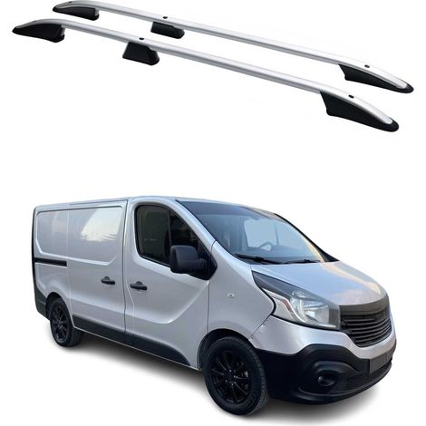 OMAC Barres de Toit longitudinales pour Renault Trafic 2014-2024 L1 Aluminium Gris