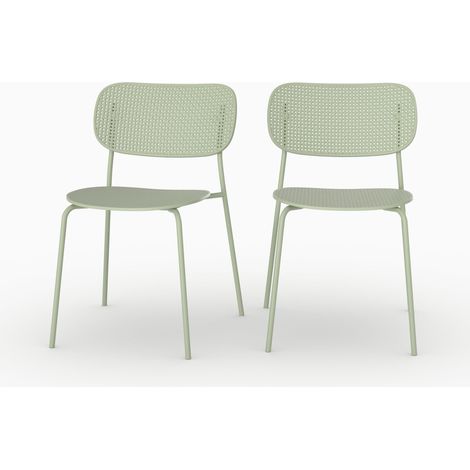 Lot de 2 chaises de jardin empilables Géa en plastique vert pastel - Géa