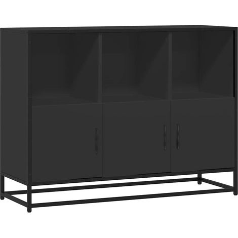 Buffet，Bahut，Meuble de Rangement noir 100x35x76 cm bois d’ingénierie CFW70205 (1/5)