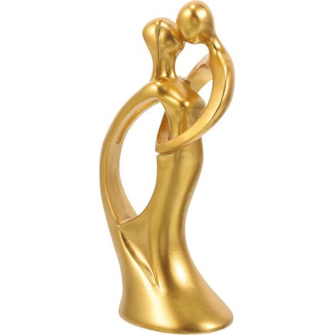 Statue de couple, décoration moderne, figurine de couple enlacé, sculpture de couple-16.00X8.00X4.80CM-Golden (1/2)