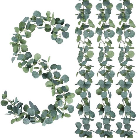 4 Pièces Guirlandes Artificielles d'Eucalyptus, 180cm Suspendu Feuilles d'Eucalyptus Vignes, Plante Liane Artificielle, pour Décoration Murale de Mariage, Décoration Table Noel (1/5)
