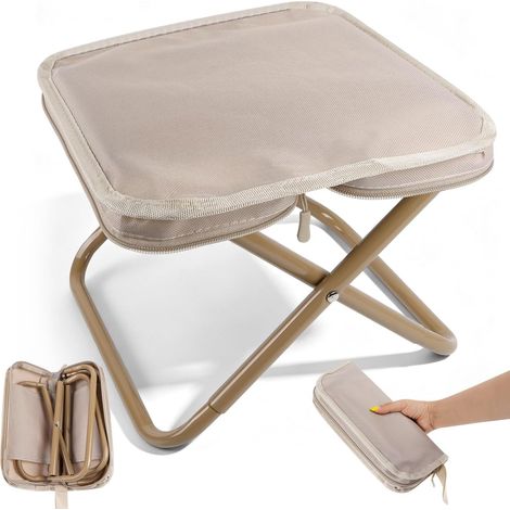 Tabouret de Sac Pliant Camping Siège Portable Leger Petit Pliable Capacité De Charge De 100Kg pour Jardinage Parcs Camping(Beige) (1/5)