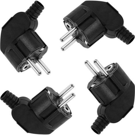Prise électrique mâle 250V 16A, 4 pièces, prise d'angle, mise à la terre, Protection de prise électrique, noir (1/4)