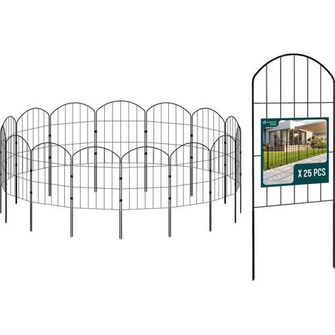 VOUNOT® 25 Pack Metal Garden Fence, 61 x 33 cm Decorative Edging, Black (1/5)