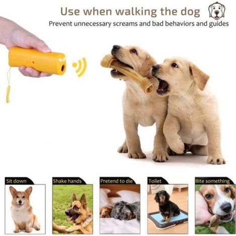 Répulsif Ultrasonique 3 En 1 Pour Chien Contrôle Anti-Aboiement Dispositif D'Entraînement À Main Pour Chien Avec Lumière Led San (1/2)