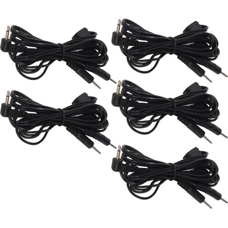Lot de 5 câbles de rechange professionnels de 2,5 mm avec connecteur coudé pour appareils TENS, longueur 1,2 m (3,9 pi). (1/5)