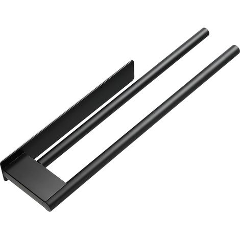 Lntyq Porte-Serviette en Acier Inoxydable Noir, Résistant à la Rouille, Design Compact, Porte-Serviette Durable, Salle de Bain ou Cuisine (Noir), 399cm (1/5)