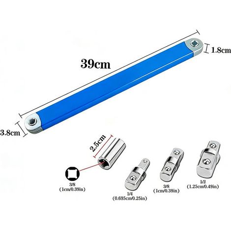 Set professionale di chiavi a cricchetto con prolunga e 5 adattatori (1/2", 1/4" e 3/8") (1/5)