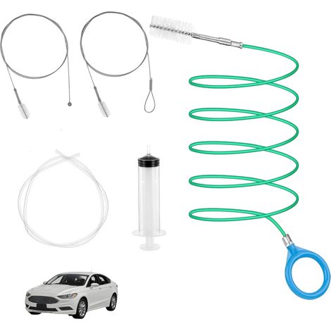 5 Pièces Nettoyage pour Toit Ouvrant De Voiture, Pinceau Nettoyage Voiture Nettoyage Voiture 300cm de Brosse + Seringue + 2 Rallonges Spiralées, pour Tuyaux et Canalisations (1/5)