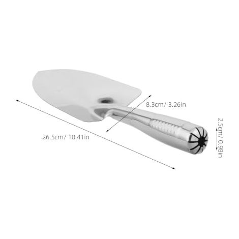 Pelle Jardin à Main en Acier Inoxydable Argenté, Outil Robuste et Multi-usages pour Plantation Précise et Désherbage en (1/5)