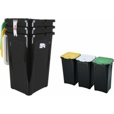 Recycling Papierkorb Tontarelli 44 L Schwarz (38,5 x 34,5 x 54,5 cm) (3 uds)