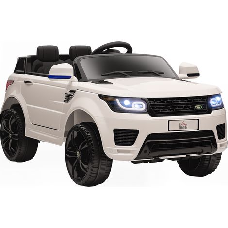 Homcom – Voiture électrique enfant SUV 4X4 – 12V, 2 moteurs, 5 km/h, télécommande, klaxon, musique, suspension 4 roues – Blanc