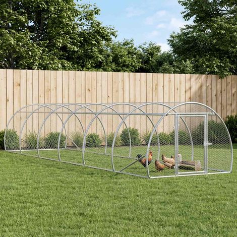 vidaXL Poulailler Argenté 600 x 150 x 100 cm Acier galvanisé (1/5)