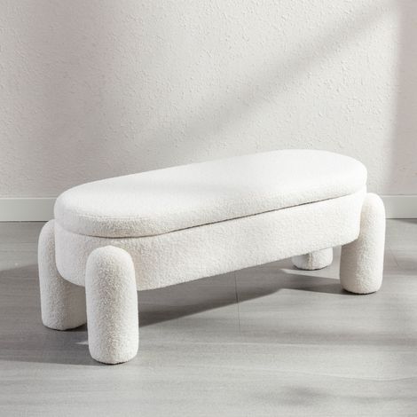 Wahson Moderner Sitzbank mit Stauraum aus Bequemer Samtbezug, mit großzugigem Stauraum als Sitztruhe für Flur Schlafzimmer Eingang Wohnzimmer, Weiß (1/5)