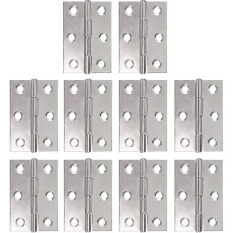 Set di 10 cerniere in acciaio inox, cerniere a pianoforte, cerniere pieghevoli, striscia per cerniere di ante di mobili, cerniera da 48 mm con 6 fori di fissaggio, connettori per fioriere e modellismo