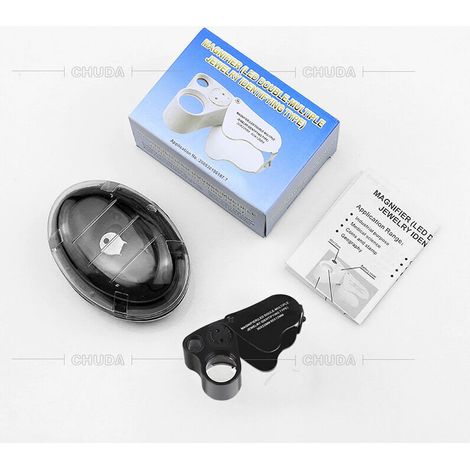 Lente d'ingrandimento pieghevole da gioielliere con illuminazione a LED 30×/60× – ingrandimento regolabile per pietre preziose, monete, francobolli e gioielli