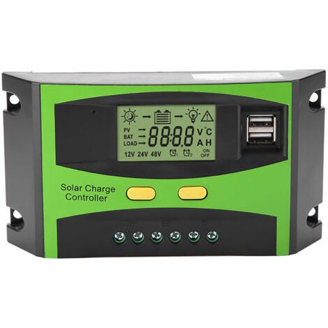 Régulateur de charge solaire intelligent PWM double USB avec écran LCD, 12 V/24 V, 20 A (1/5)