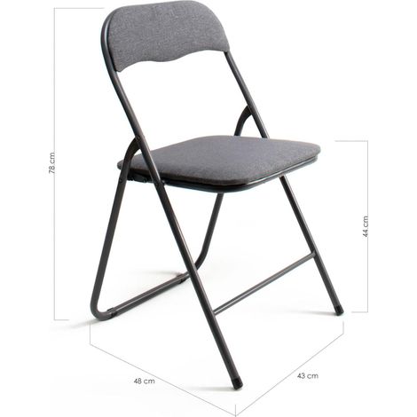 ORION91oficial® - Silla Plegable Asiento Tela Acolchado Color Antracita 44x46x79 cm Estructura Negro Oficina Hosteleria Horeca - spaziOrion91 - Unidad (1/5)