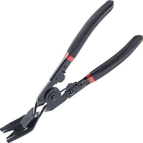 Pince d’extraction de clips auto rouge, poignée antidérapante mate, outil professionnel pour garnitures et fixations (1/5)