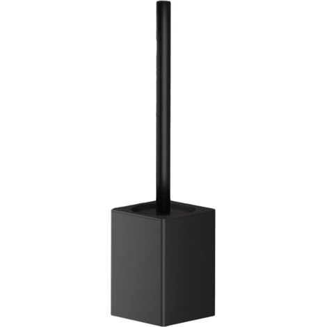 Brosse WC et support mural noir pour le nettoyage des cuvettes, manche en acier inoxydable. Offre d'été. (1/5)
